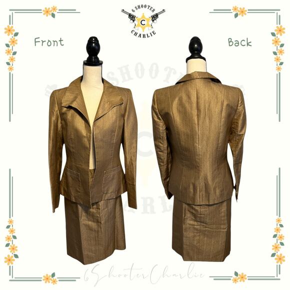 Dana Buchman Silk Blend Skirt Suit Womens Size 4 Brown Fully Lined Formal Wear - Picture 1 of 8
